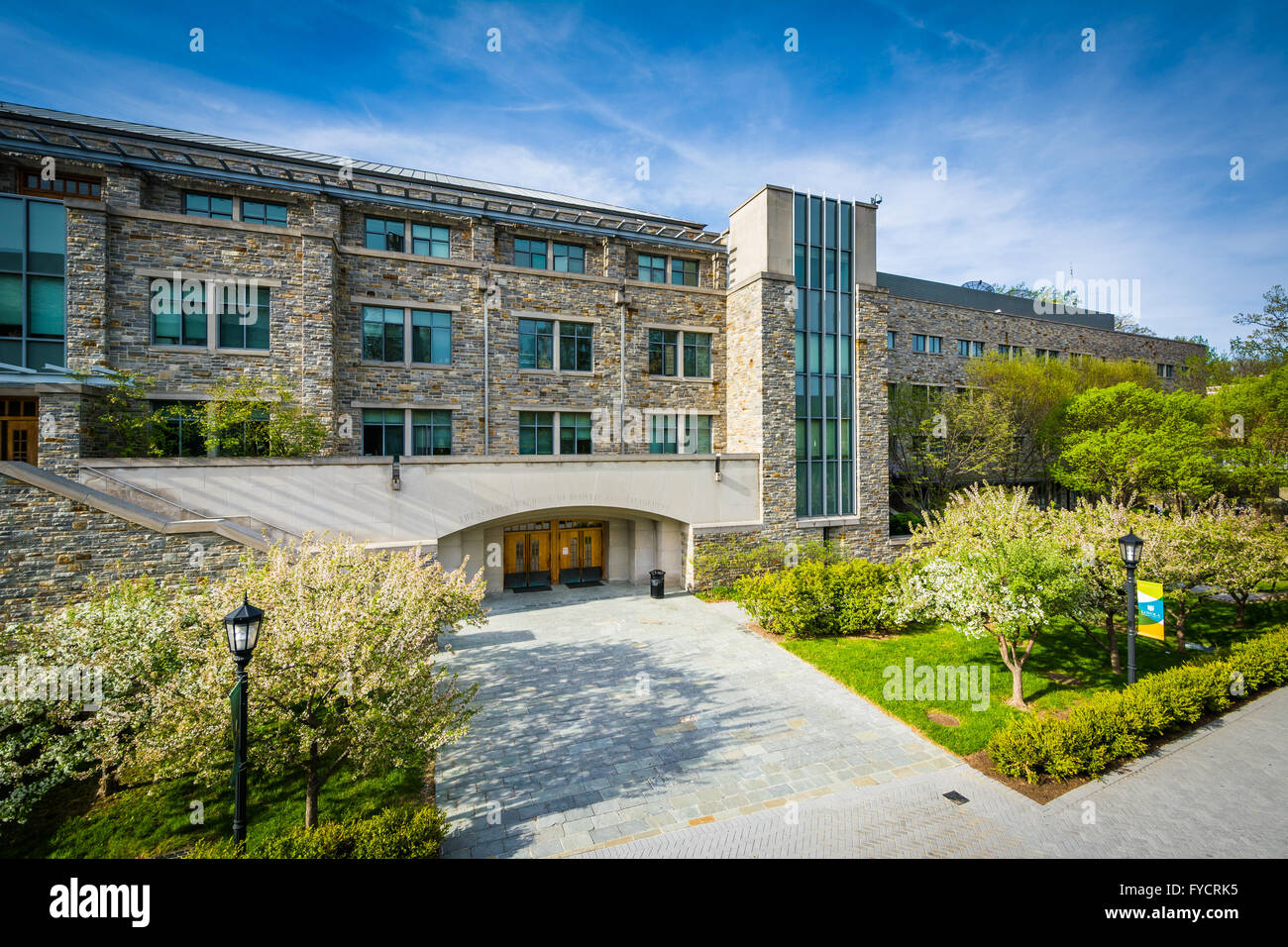 Building and walkways at Loyola University Maryland, in Baltimore, Maryland. Stock Photo