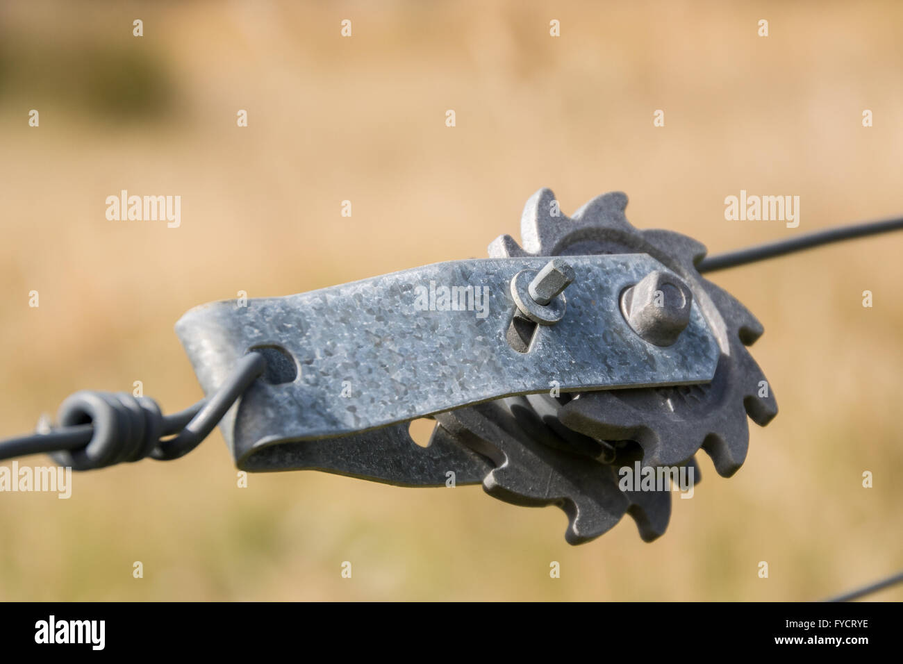 Wire fence tensioner Stock Photo