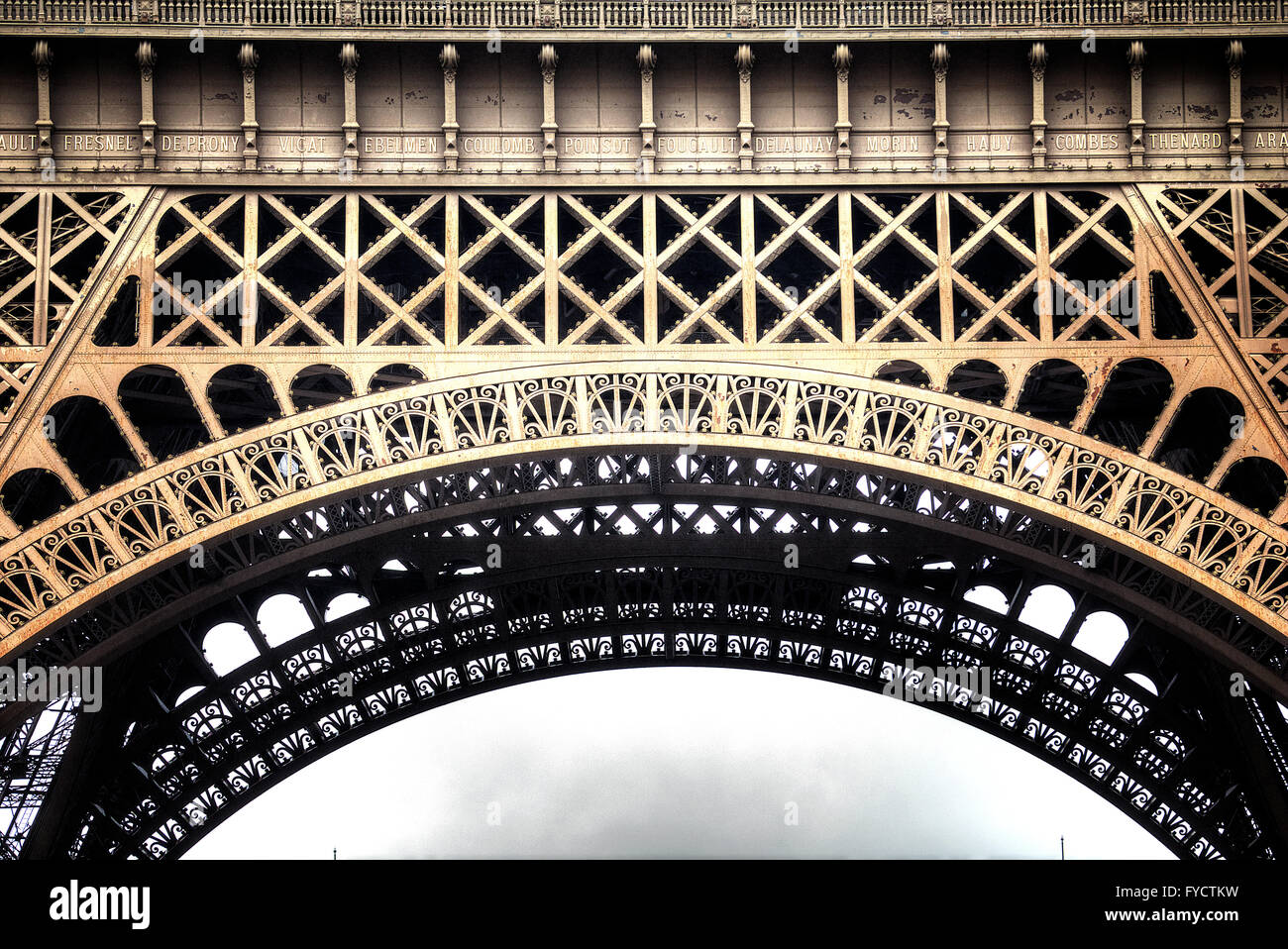 Detail of the steel structure of the Eiffel Tower. Stock Photo