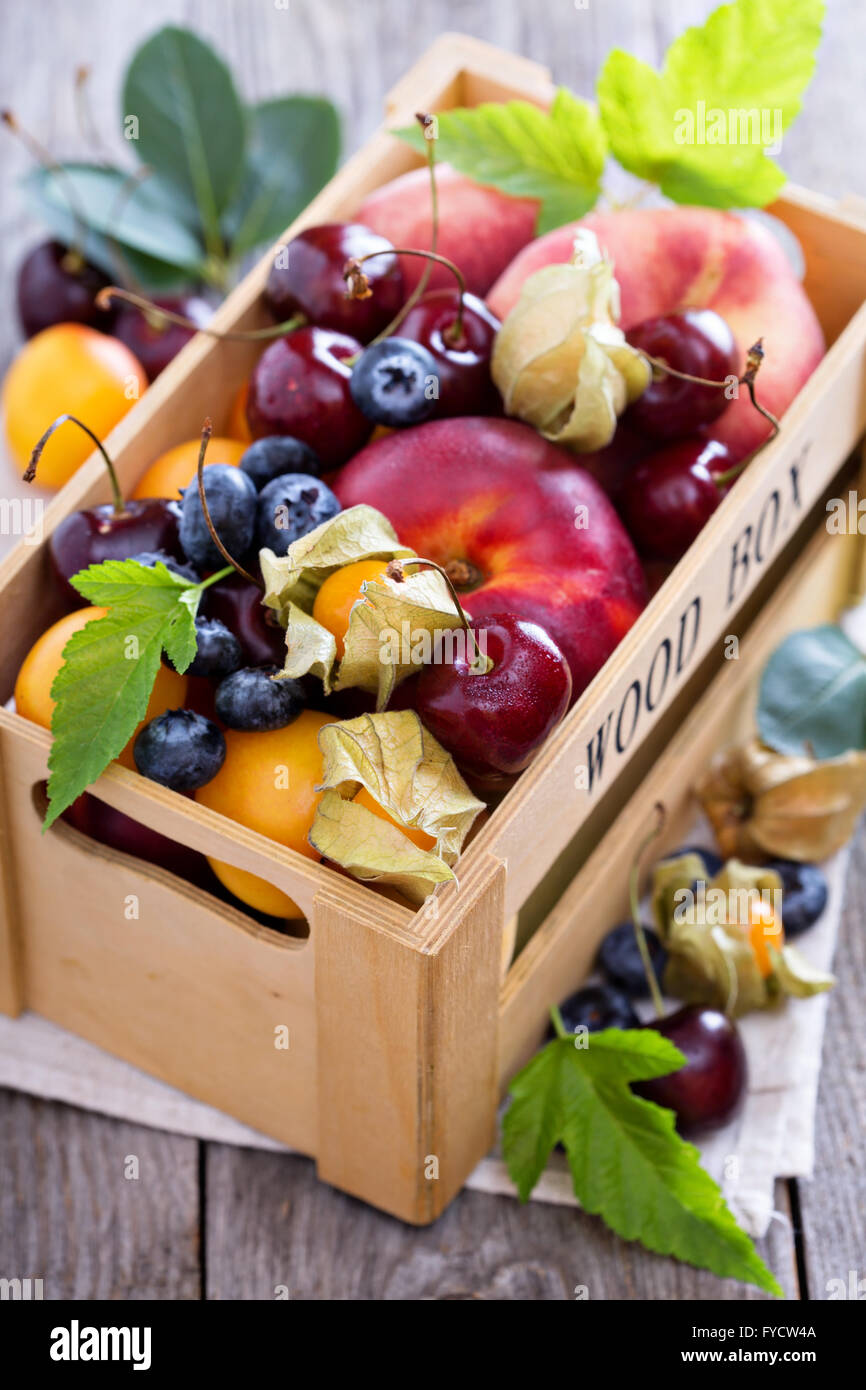 Summer fruits in a crate Stock Photo Alamy