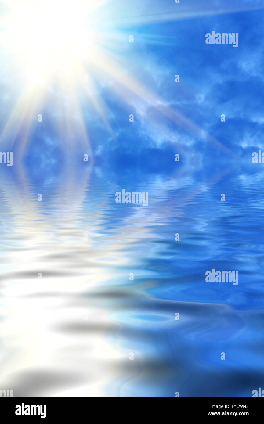 reflection of deep bue clouds background in water Stock Photo - Alamy