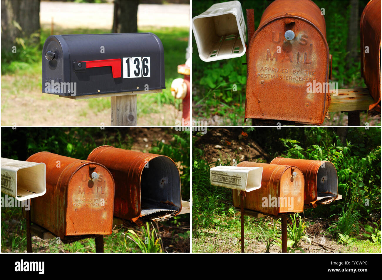 Old vintage mailboxes in rural Midwest United States Stock Photo Alamy