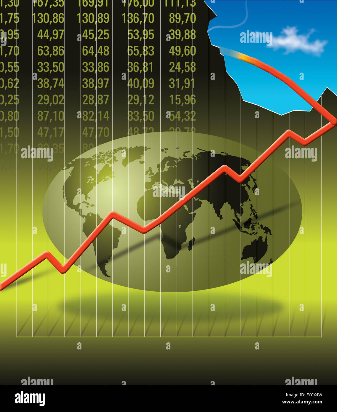 Globe and share prices Stock Photo