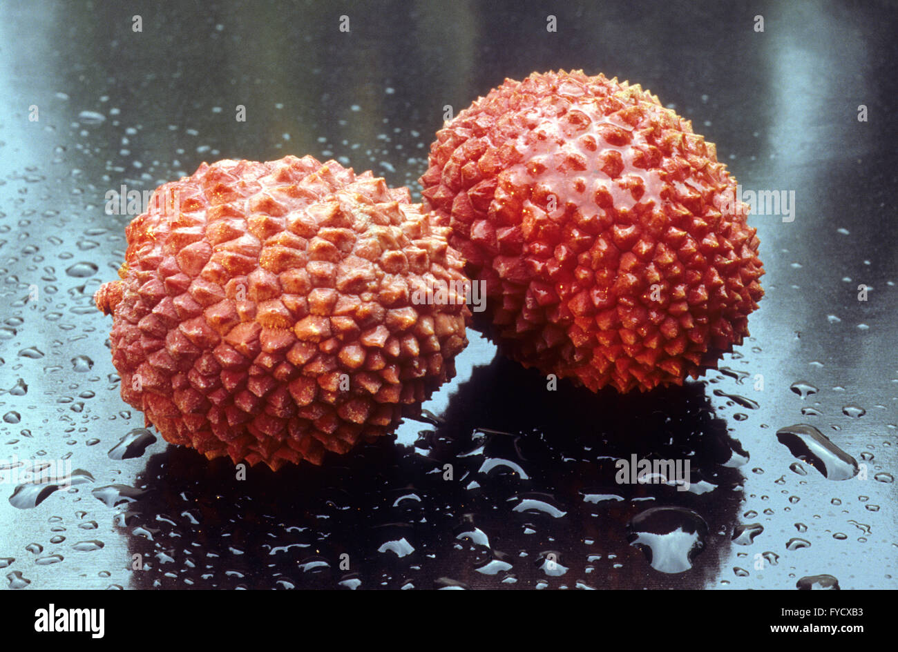 Two Lychees Stock Photo