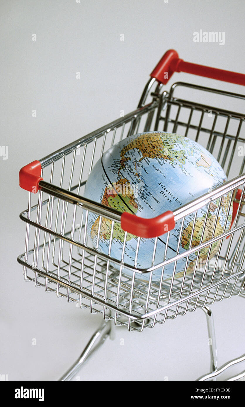 Globe in a shoppingcart Stock Photo
