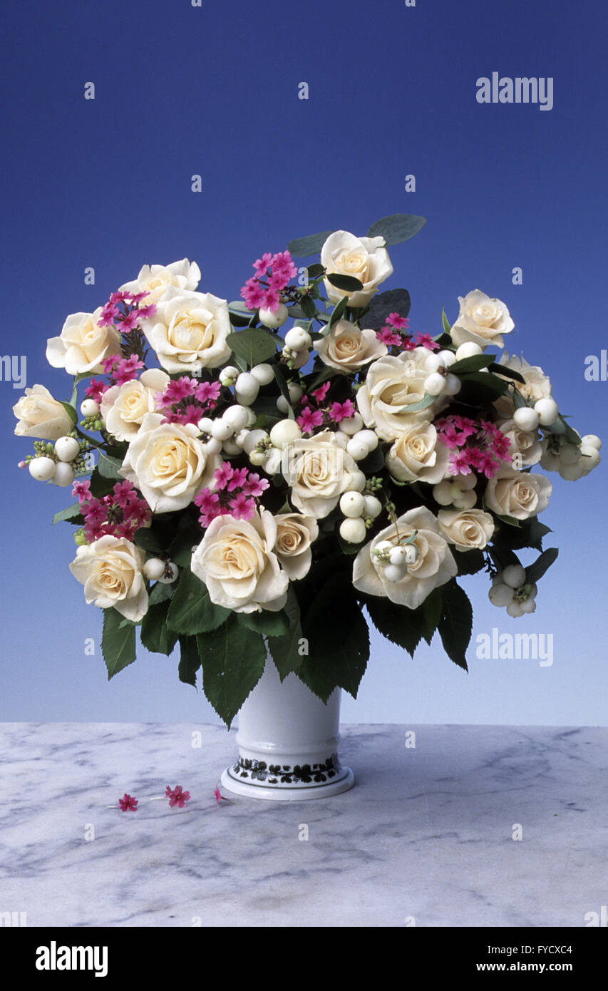 Flower bouquet with white roses Stock Photo