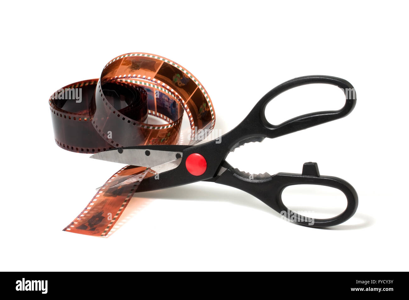 Scissors cut film isolated on white background Stock Photo Alamy