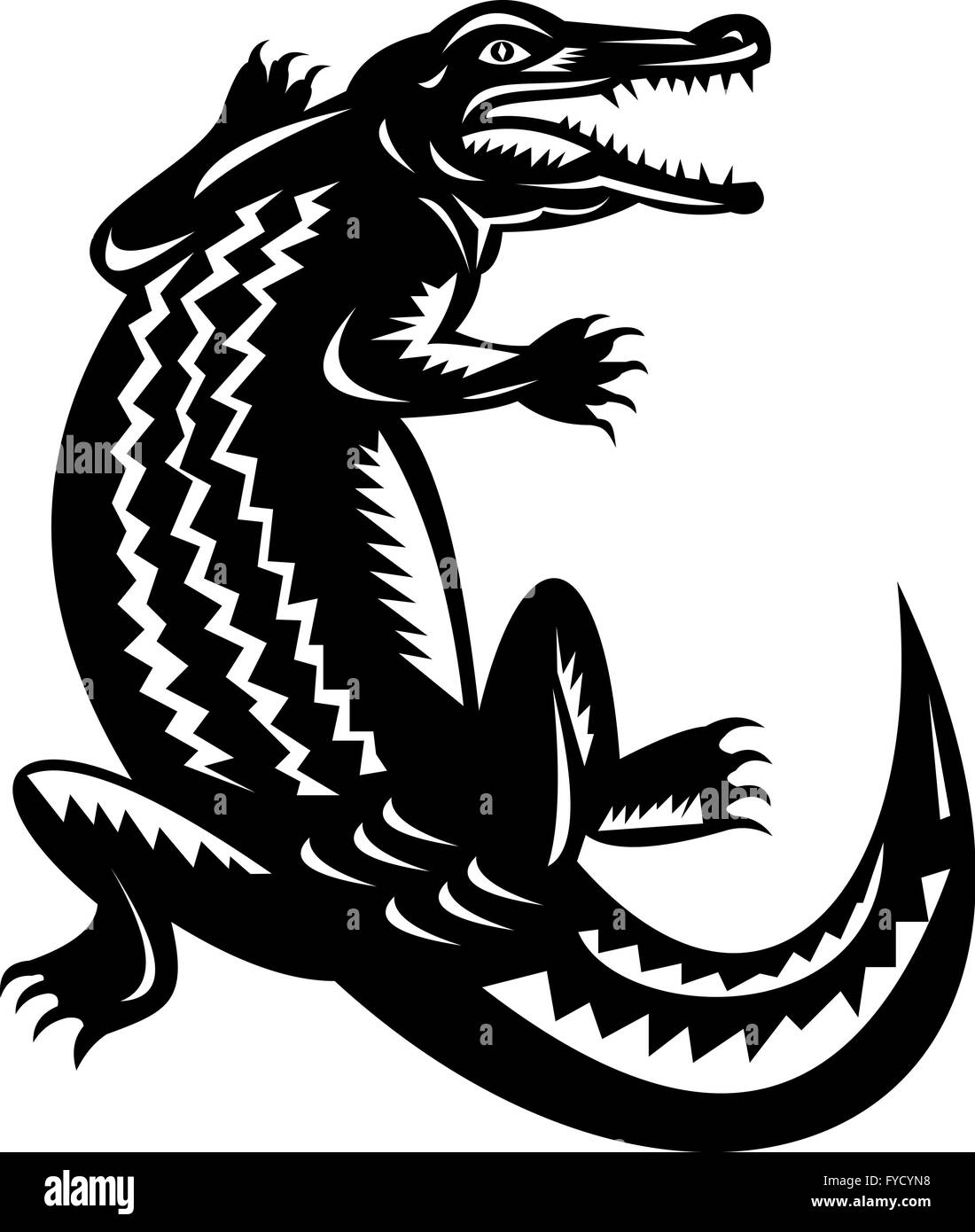 clipart crocodile black and white