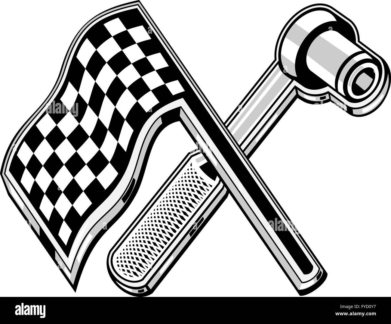 checkered flag socket wrench crossed Stock Photo Alamy