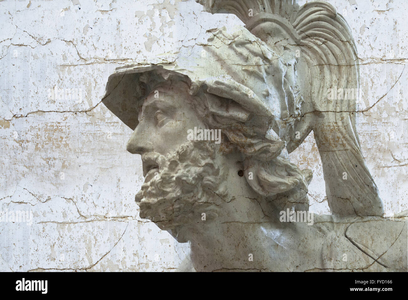 Classical sculpture with textures, White greek bust of Pericles Stock Photo