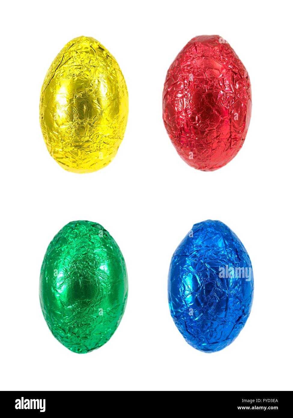 Chocolate Easter eggs isolated against a white background Stock Photo