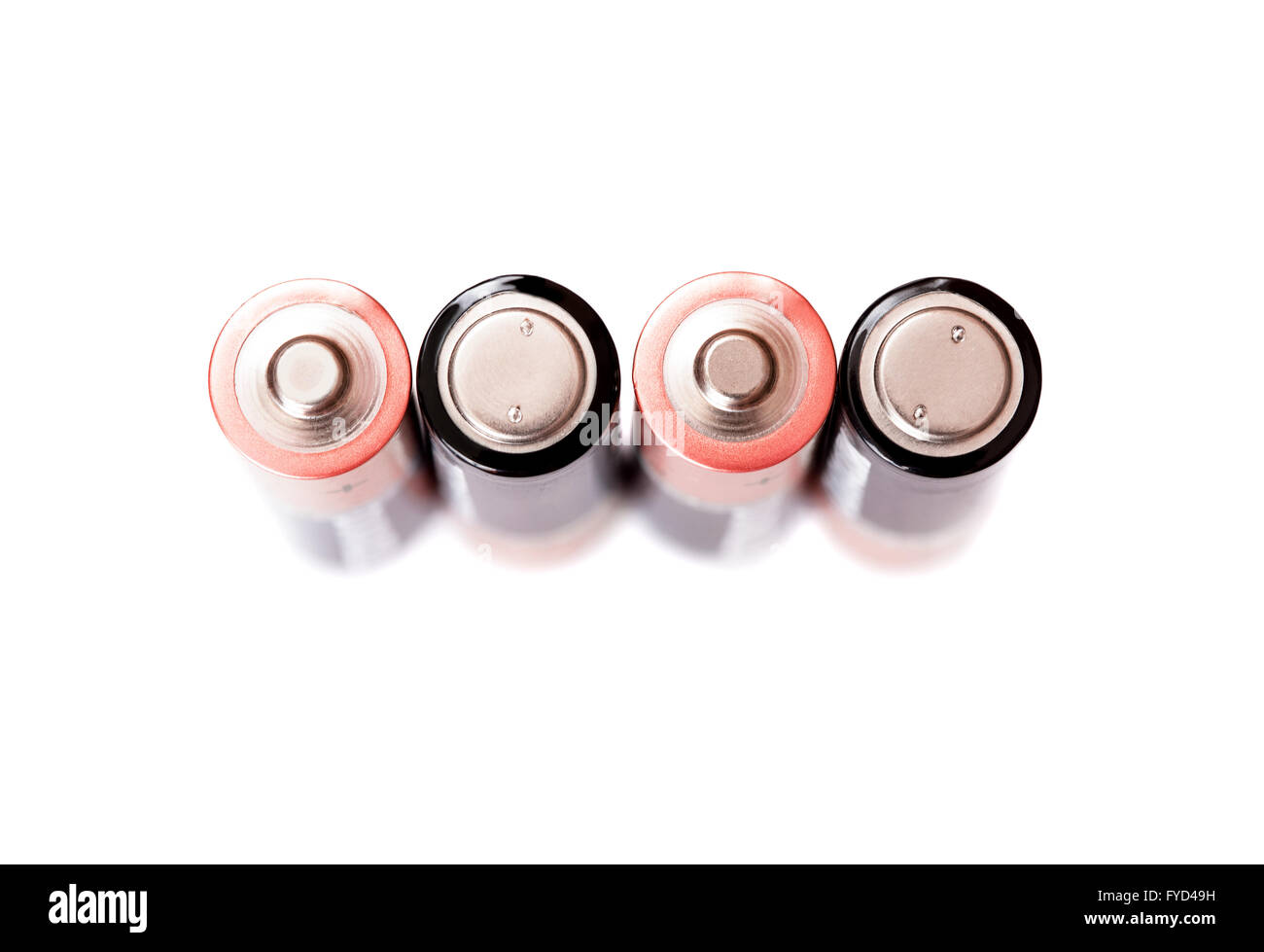 Four penlight batteries isolated on white background, top view Stock