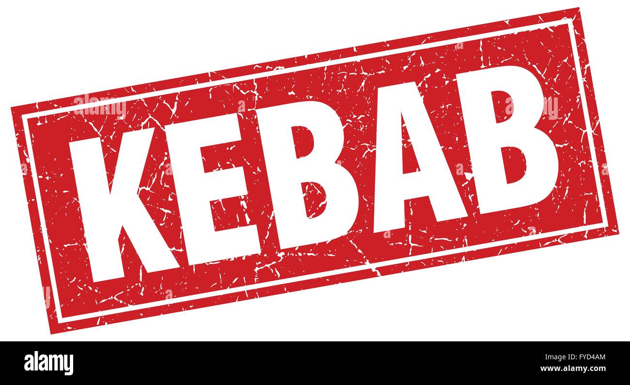 kebab red square grunge stamp on white Stock Vector Image & Art - Alamy
