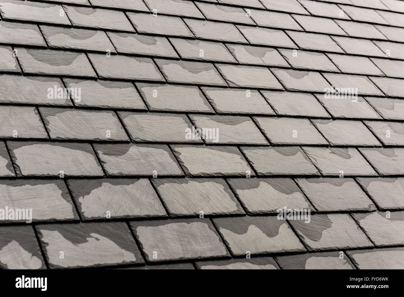 Slate roof tiles on building Stock Photo