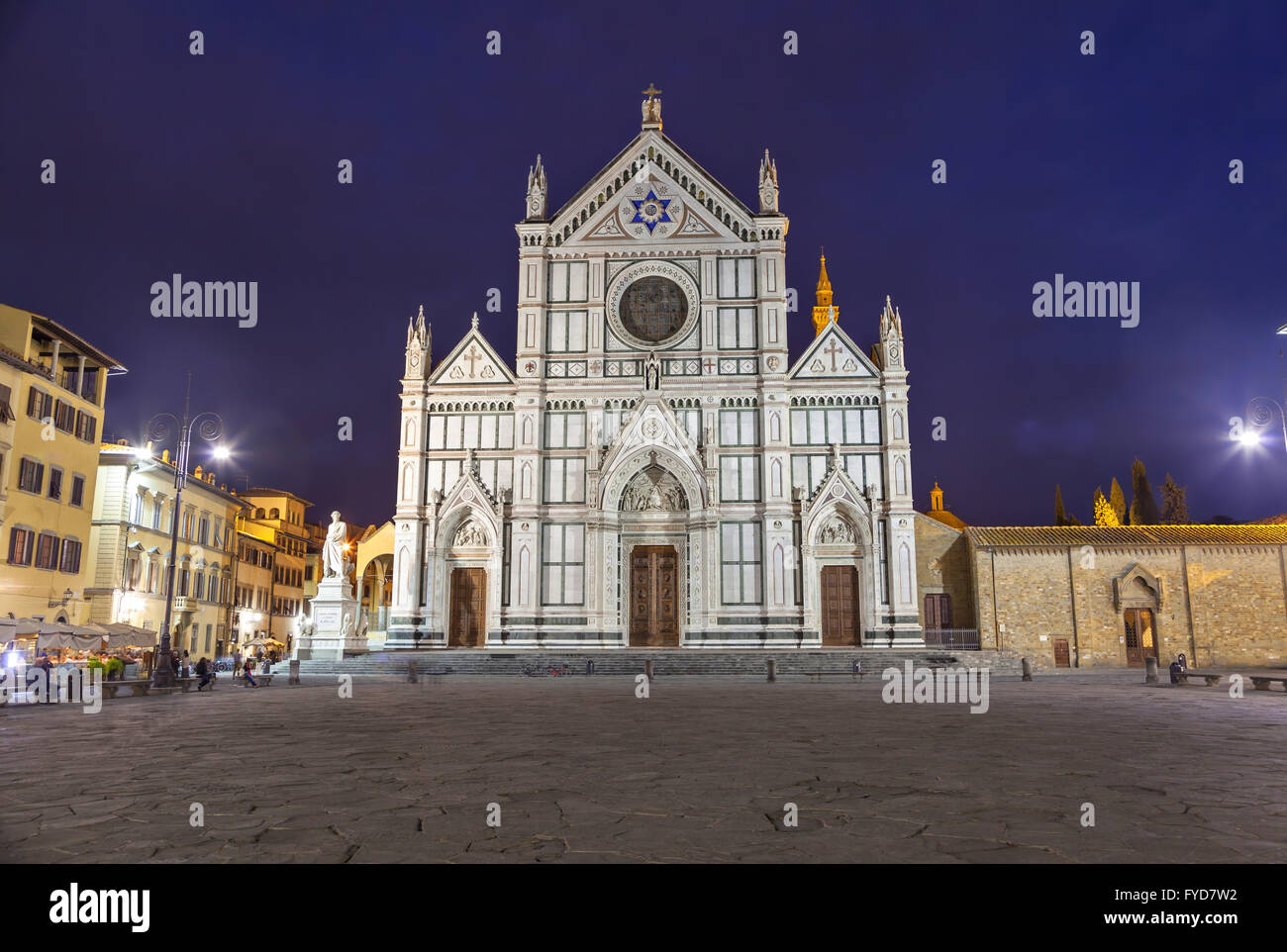 Basilica of Santa Croce - the principal Franciscan church in Florence, Italy at the evening Stock Photo