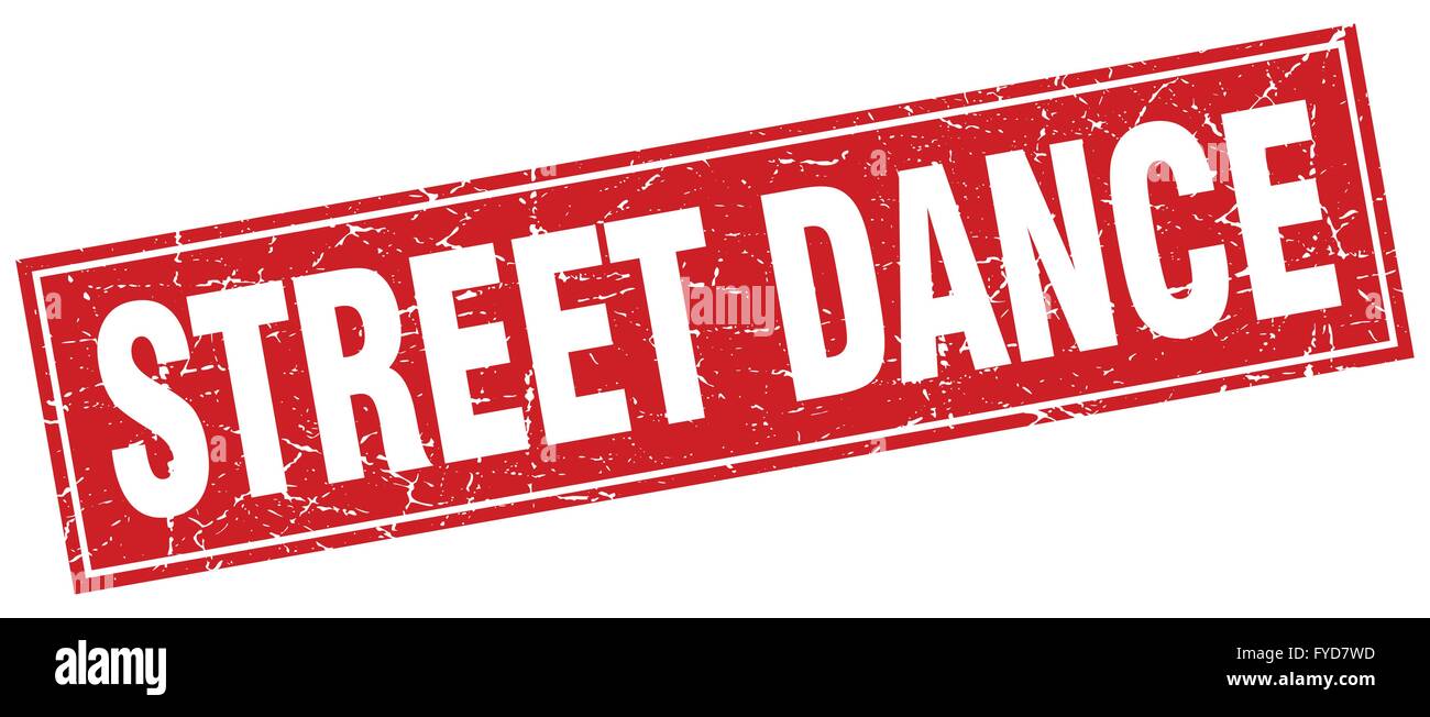 street dance red square grunge stamp on white Stock Vector Image & Art ...