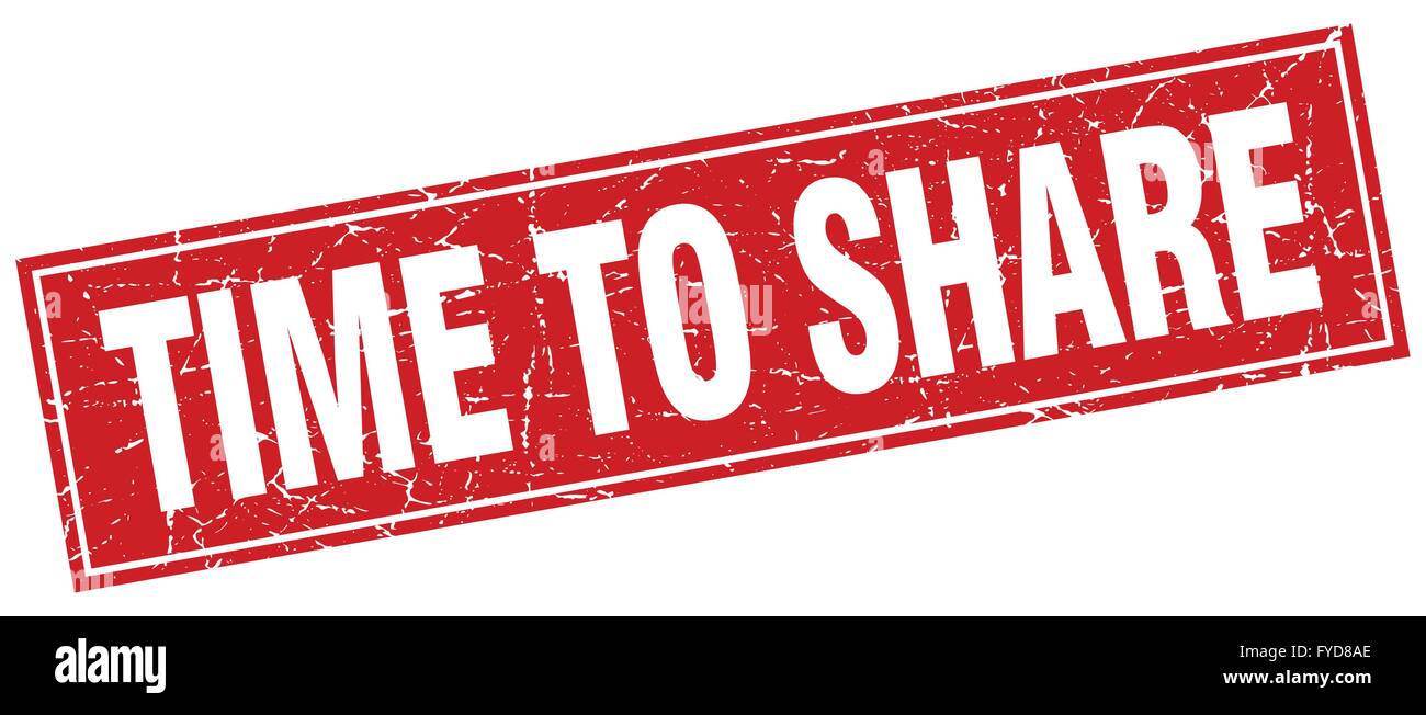 time to share red square grunge stamp on white Stock Vector