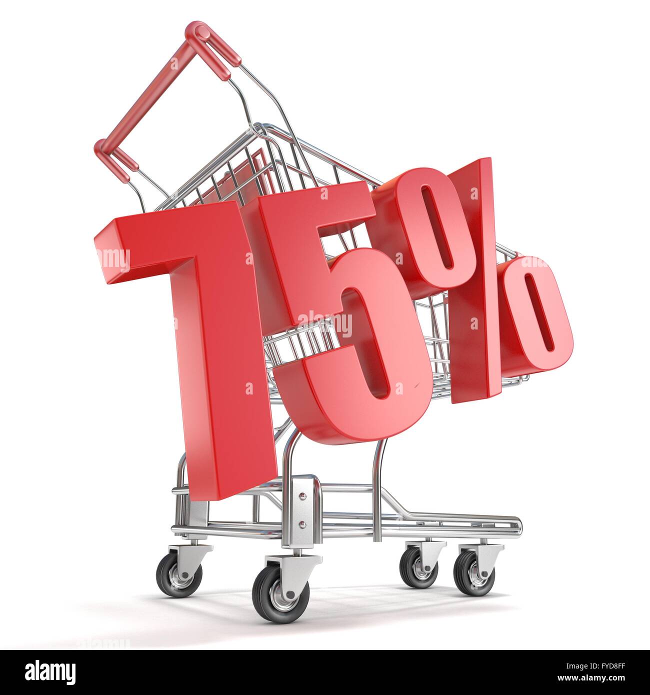 75% - seventy five percent discount in front of shopping cart. Sale ...