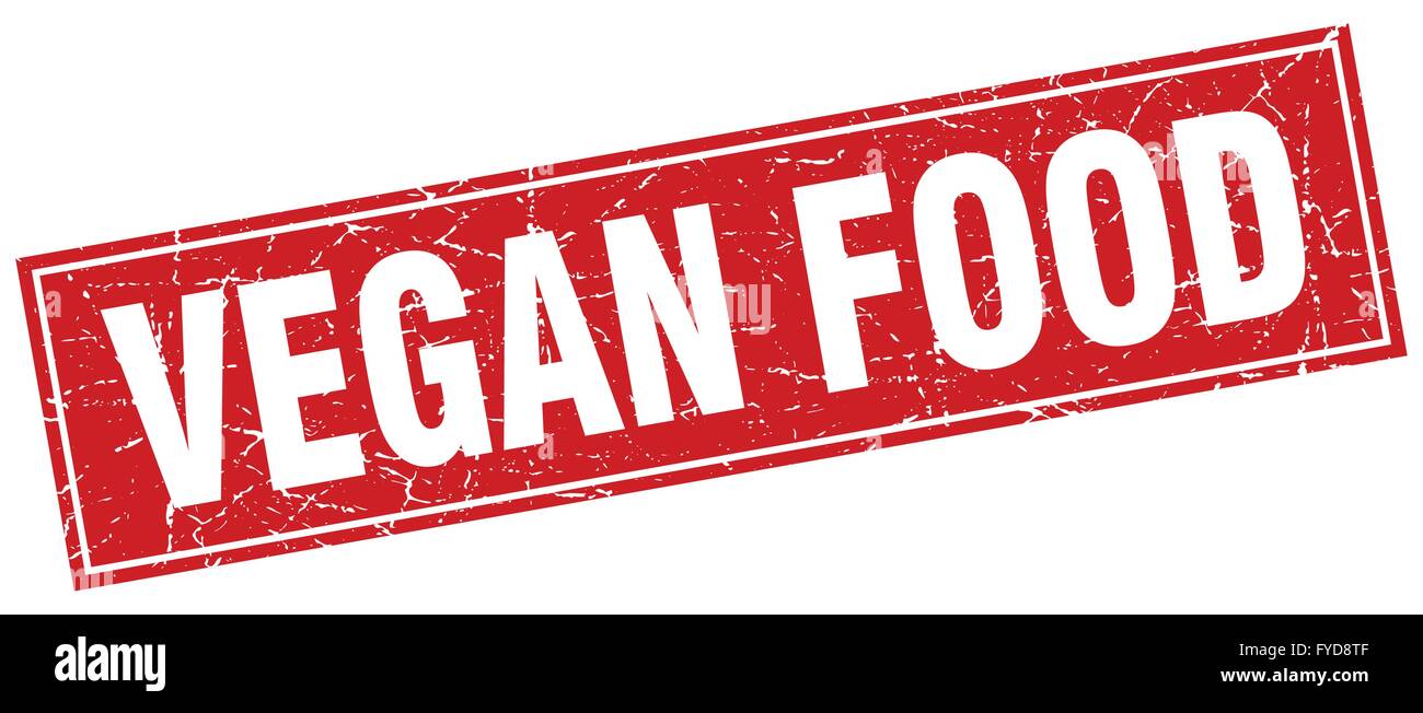 vegan food red square grunge stamp on white Stock Vector Image & Art ...