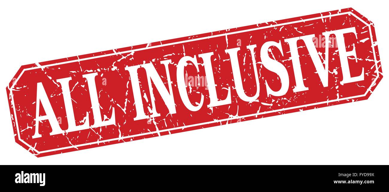 all inclusive red square vintage grunge isolated sign Stock Vector ...