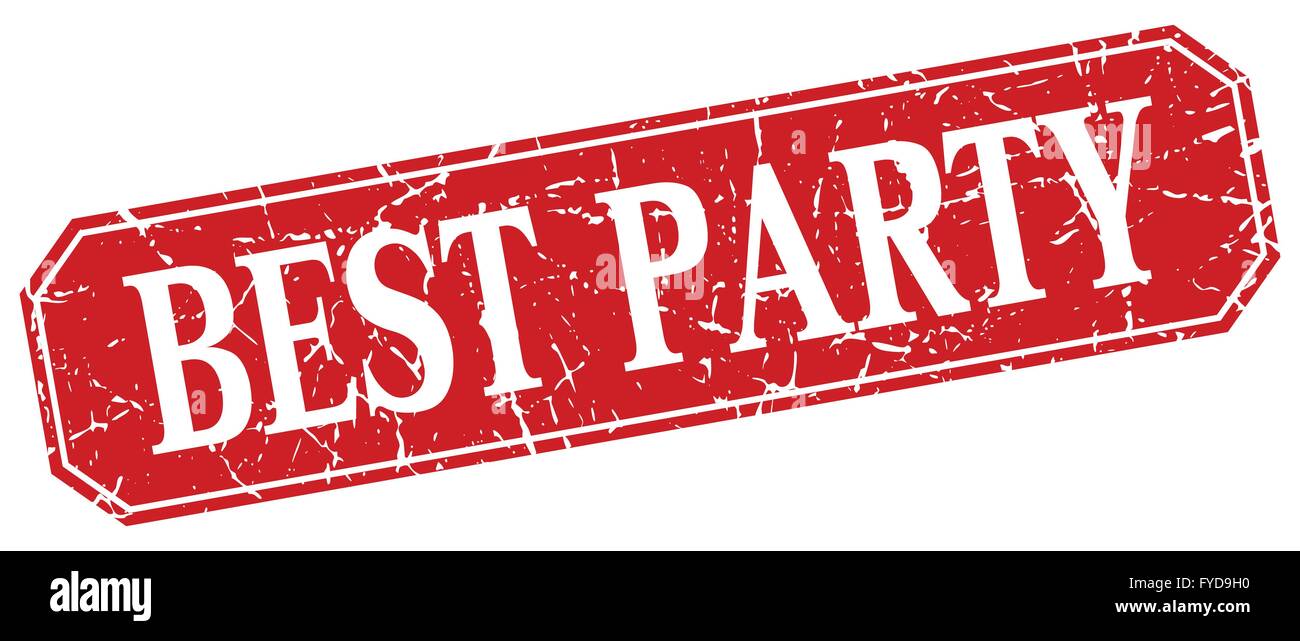 best party red square vintage grunge isolated sign Stock Vector Image ...