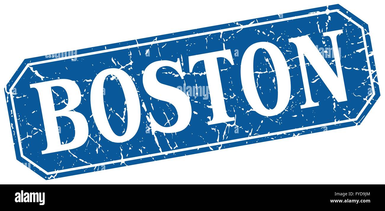 Boston blue square grunge retro style sign Stock Vector Image & Art - Alamy