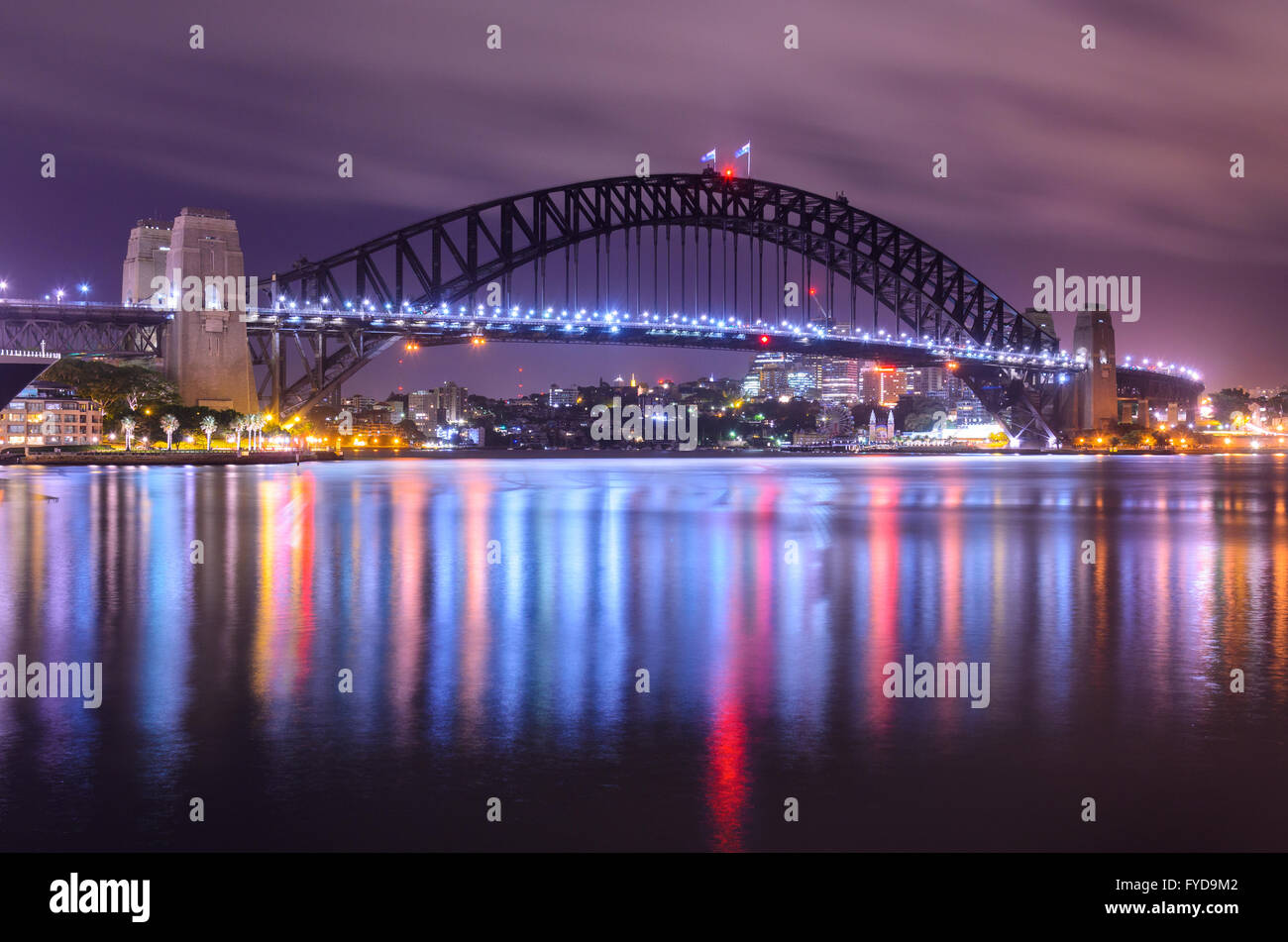 Sydney Harbour Bridge at Night Stock Photo