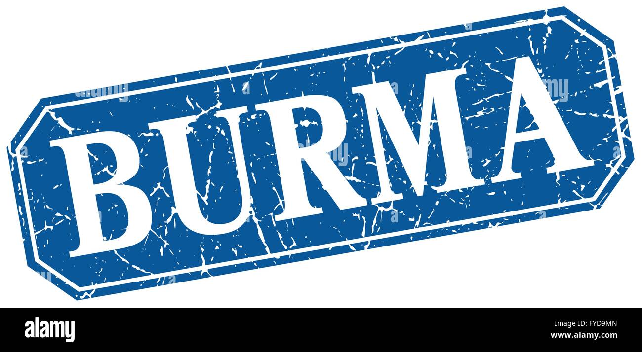 Burma blue square grunge retro style sign Stock Vector Image & Art - Alamy