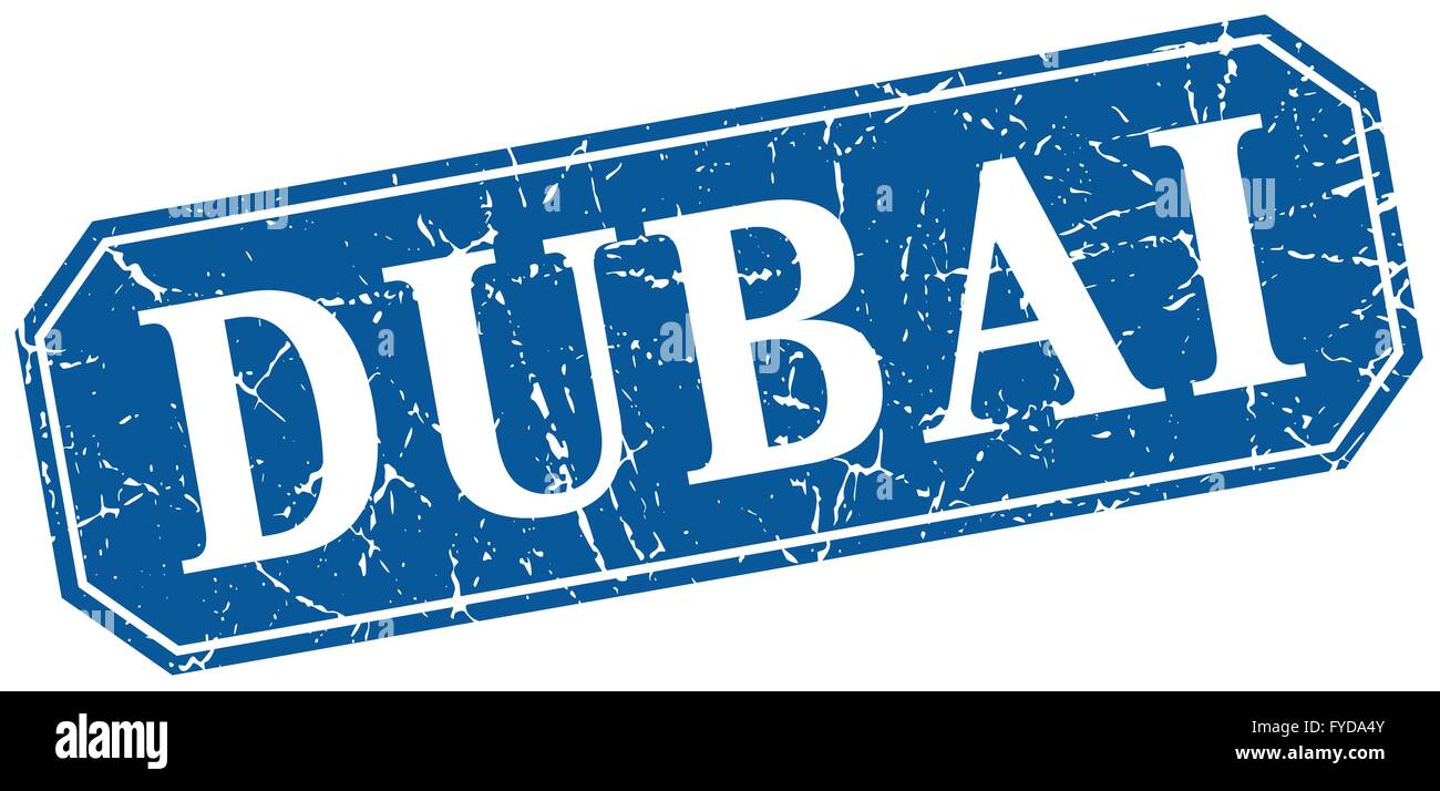 Dubai blue square grunge retro style sign Stock Vector Image & Art - Alamy