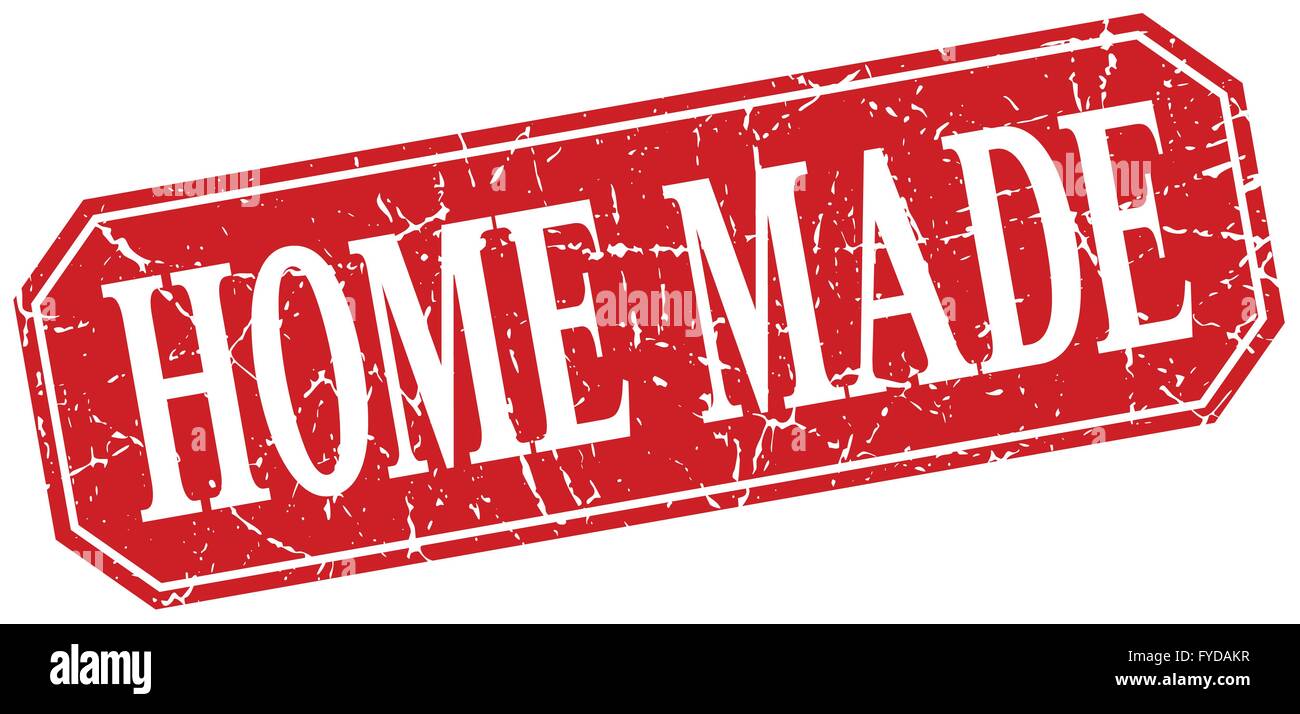home made red square vintage grunge isolated sign Stock Vector Image ...
