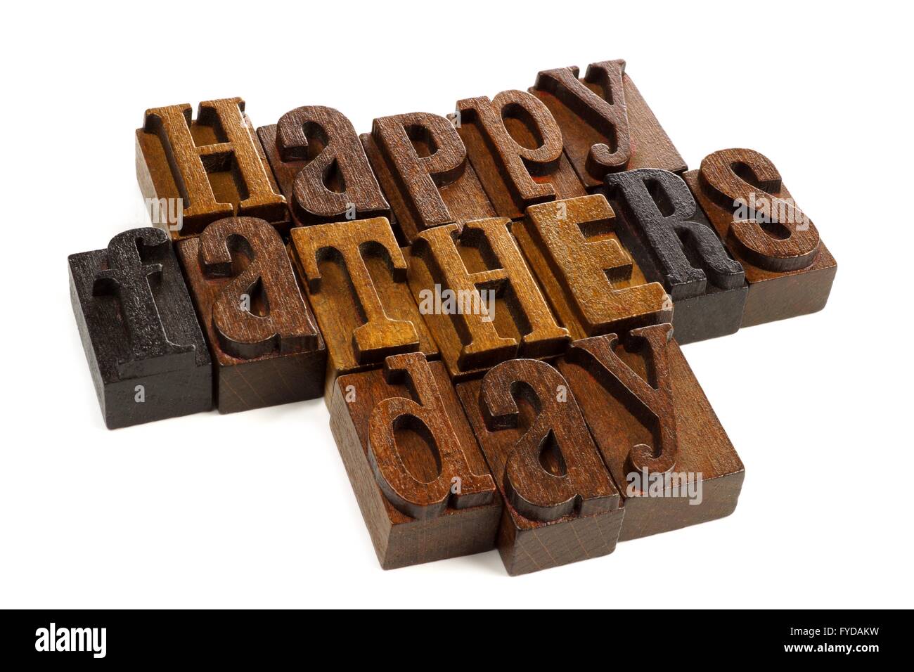 Happy Fathers day vintage wooden letters against a white background Stock Photo