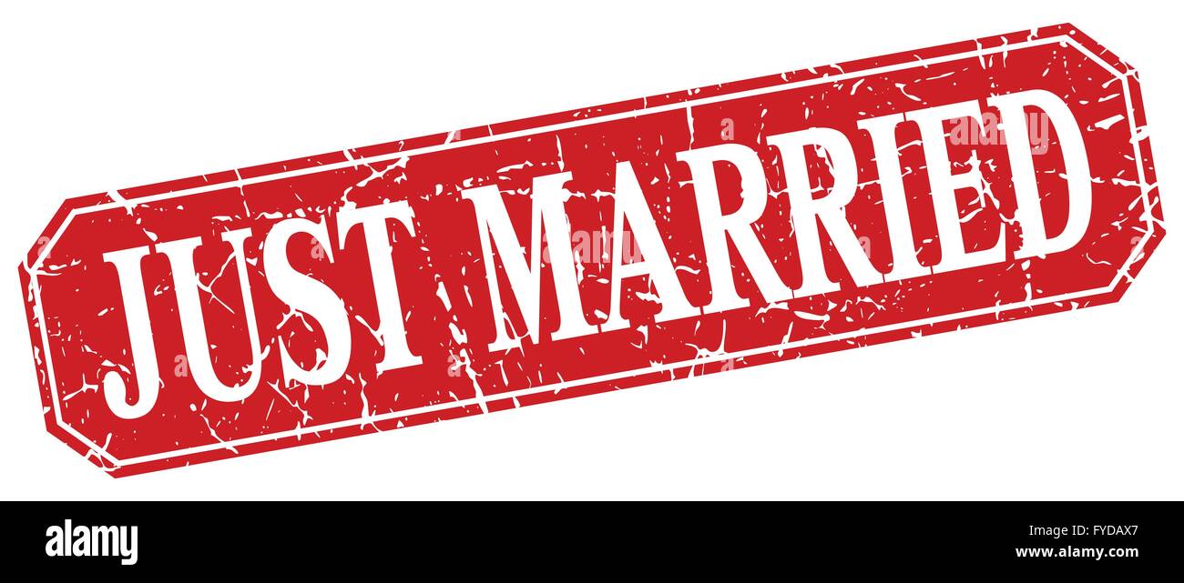 just married red square vintage grunge isolated sign Stock Vector Image ...