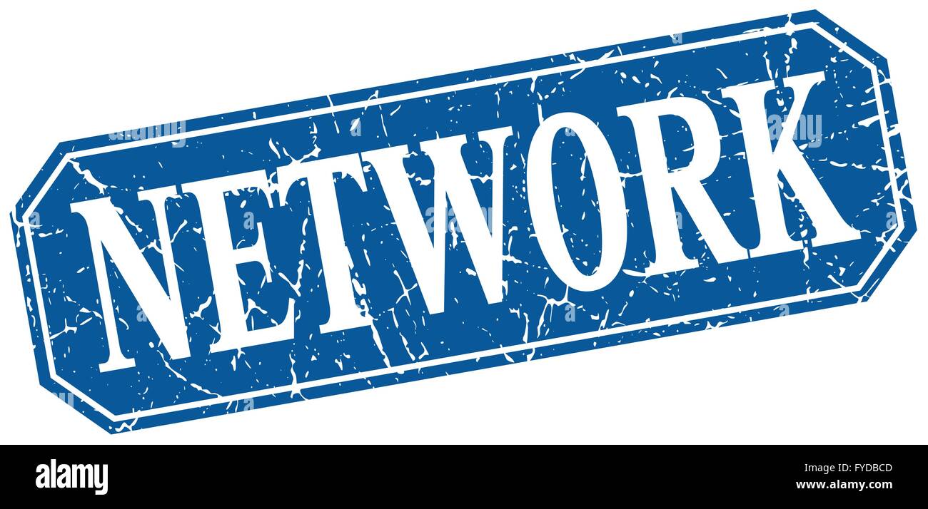 network blue square vintage grunge isolated sign Stock Vector Image ...
