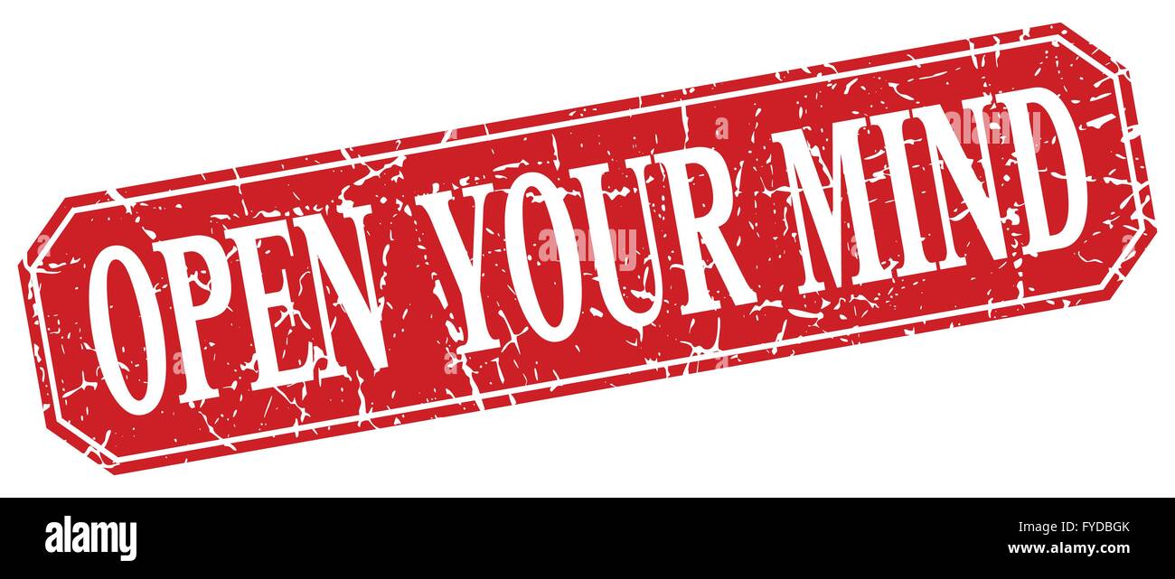 open your mind red square vintage grunge isolated sign Stock Vector ...
