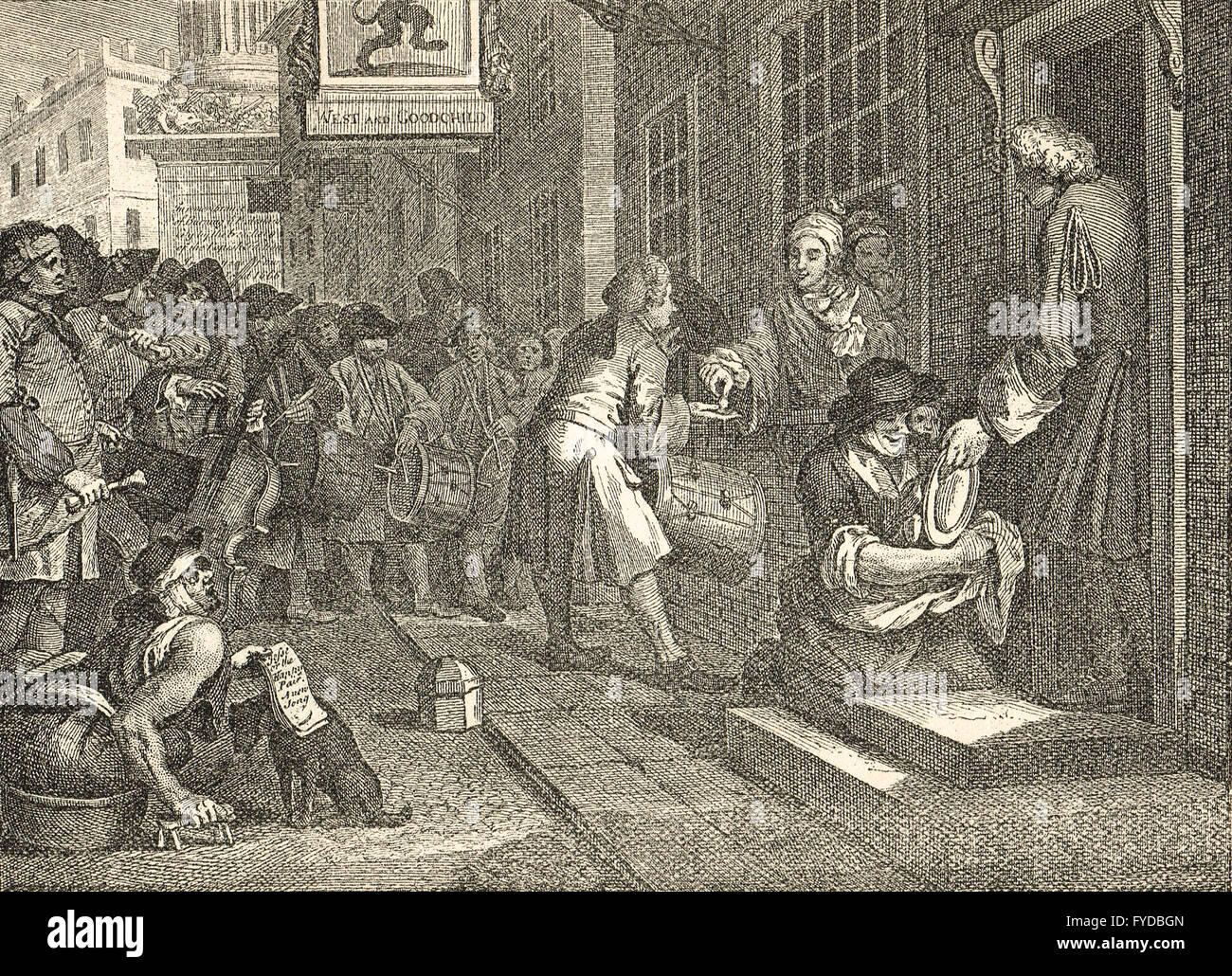 Industry & Idleness Plate 6 The Industrious 'Prentice out of his Time, & Married to his Master's Daughter by William Hogarth circa 1747 Stock Photo