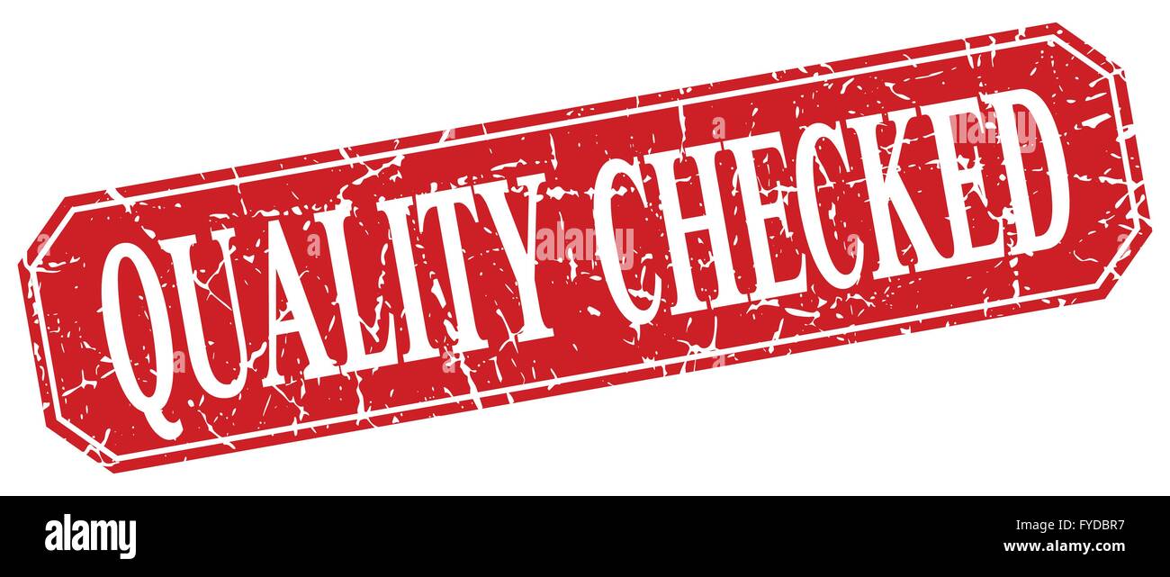 quality checked red square vintage grunge isolated sign Stock Vector ...