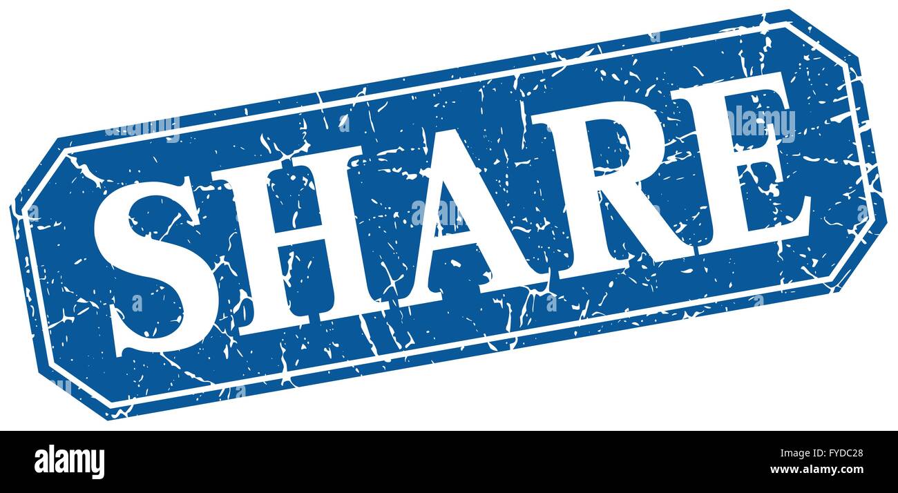 share blue square vintage grunge isolated sign Stock Vector
