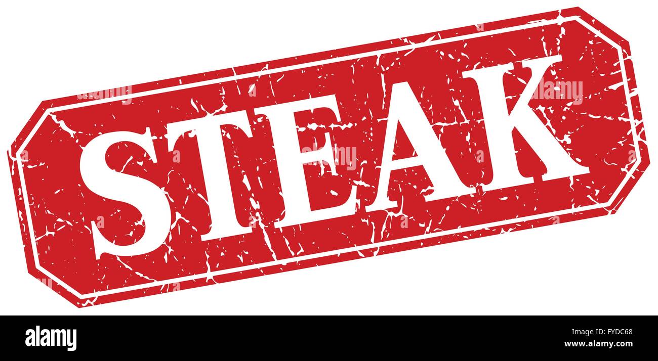 steak red square vintage grunge isolated sign Stock Vector Image & Art ...