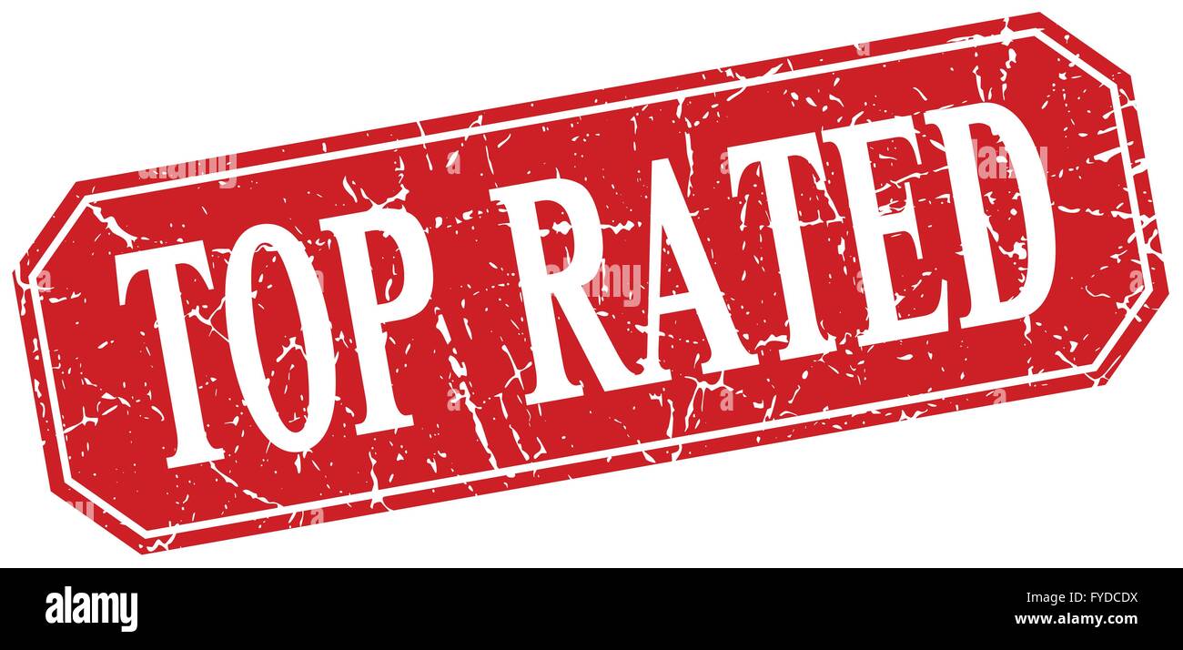 top rated red square vintage grunge isolated sign Stock Vector Image ...