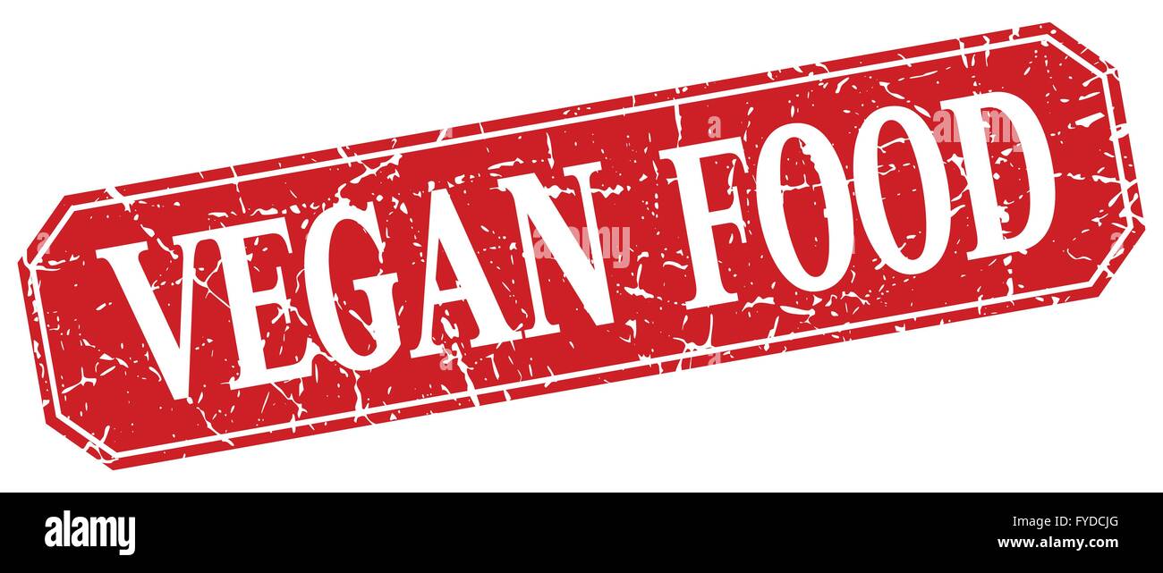 vegan food red square vintage grunge isolated sign Stock Vector Image ...