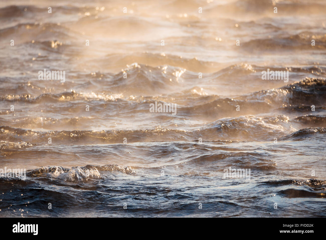 Water vapor on surface of cold water Stock Photo
