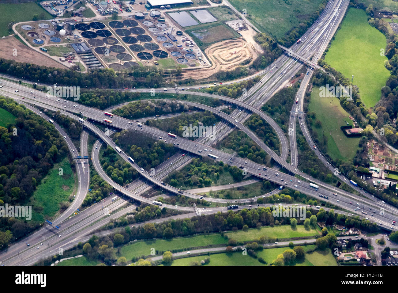 London UK. 25th April 2016. Aerial photograph of traffic on a Stock ...