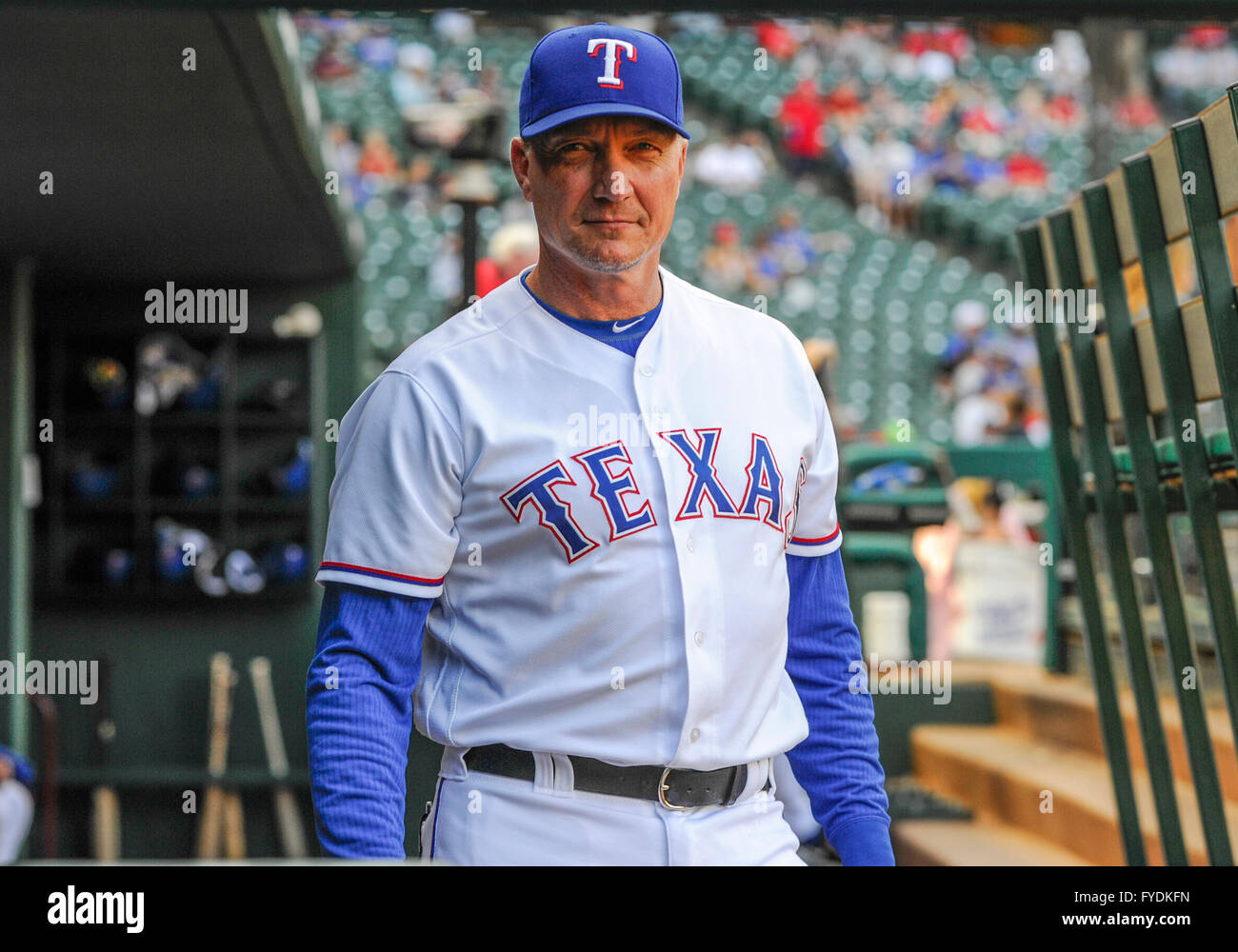 Arlington, Texas, USA. 25th April, 2016. Texas Rangers manager Jeff Banister 28 before an MLB
