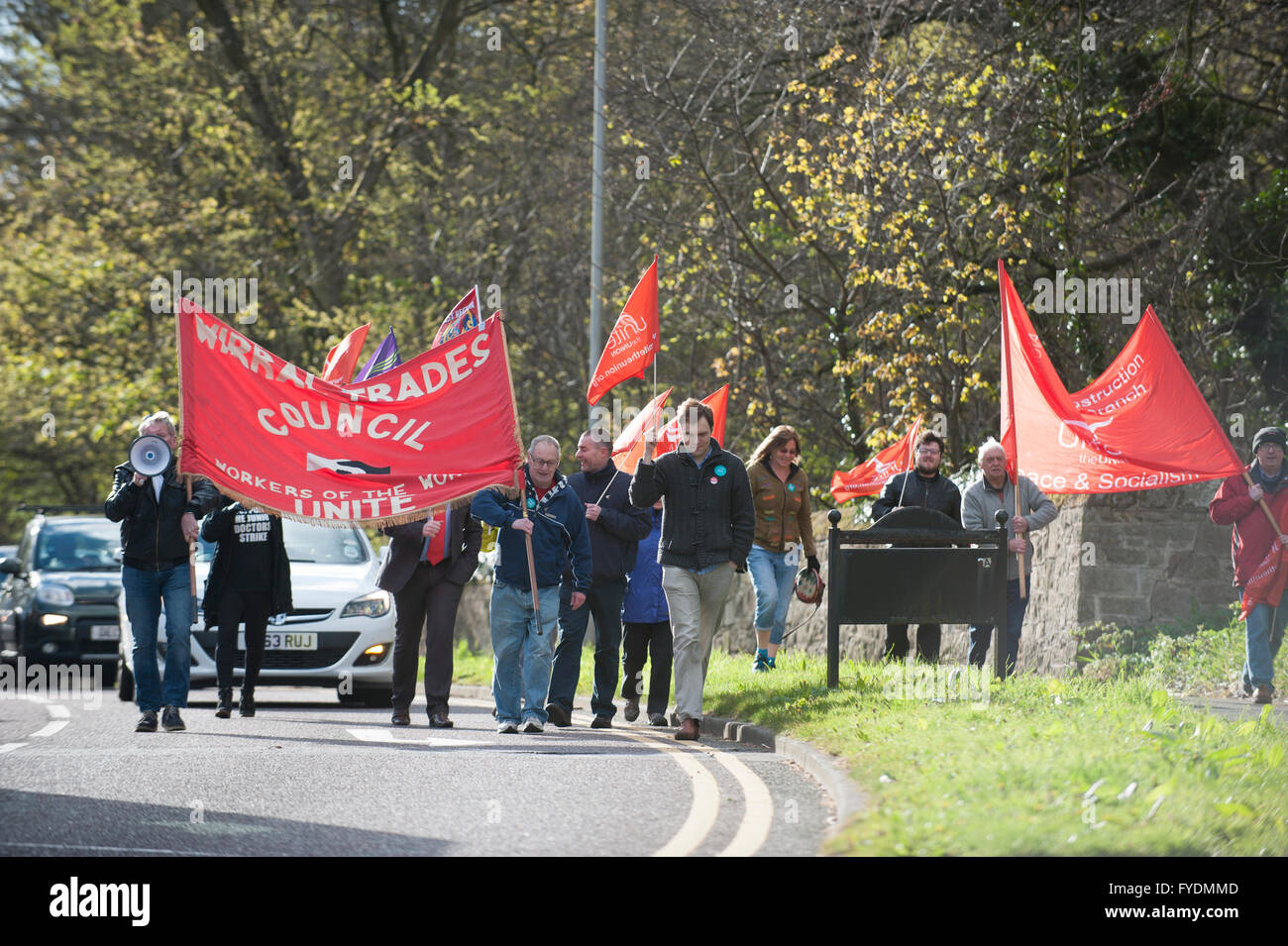 Wirral, UK. 26th April 2016. Junior Doctors, joined by the Wirral TUC