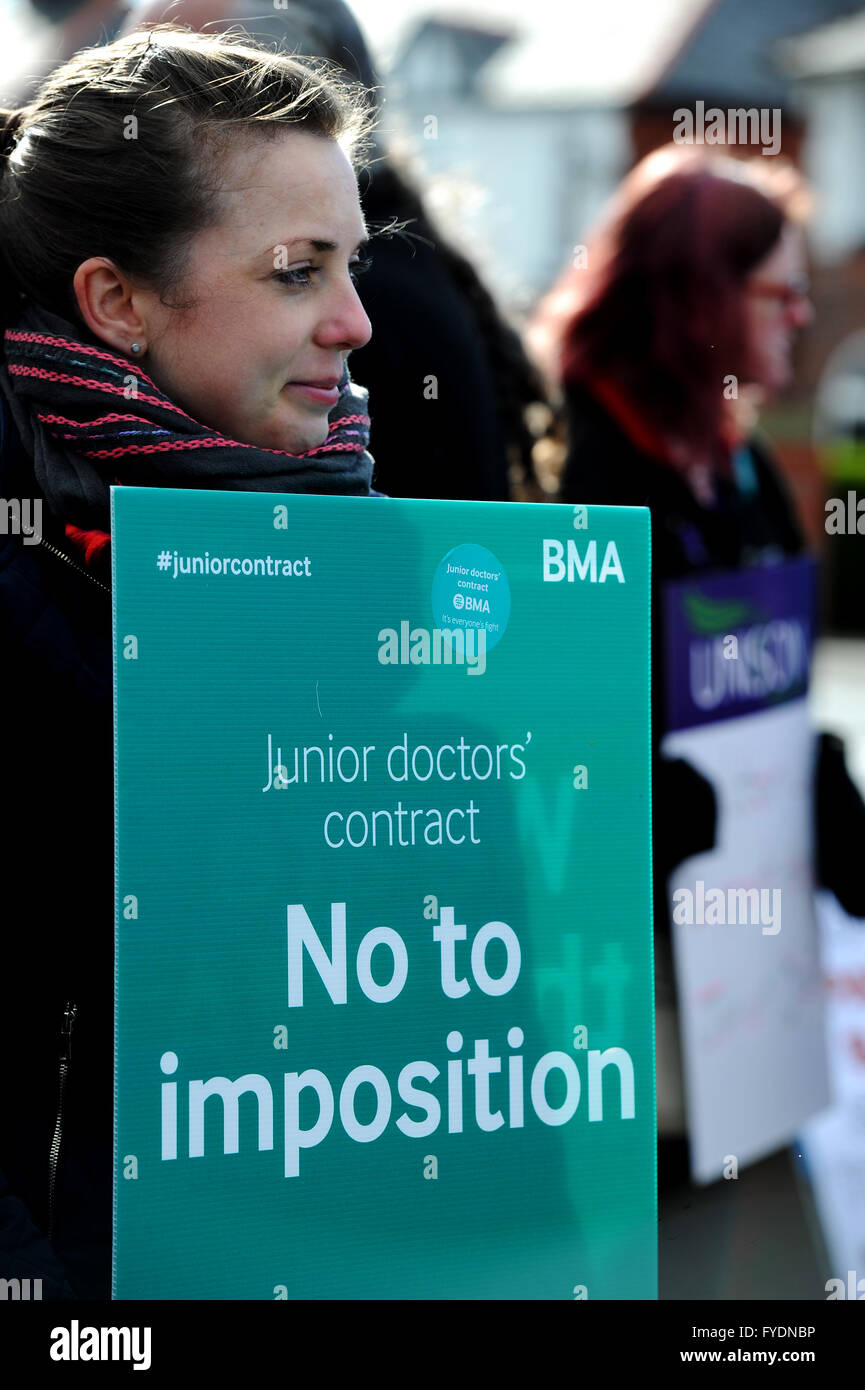 Junior Doctors from the Royal Bolton Hospital on the picket line to support the first ever all out strike in NHS history. Stock Photo
