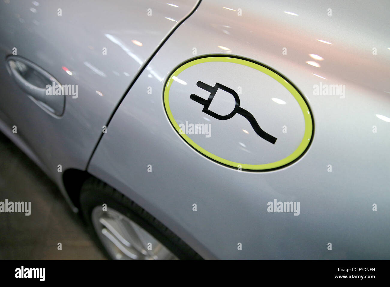 A Porsche Panamera S E Hybrid is loaded during an electromobility