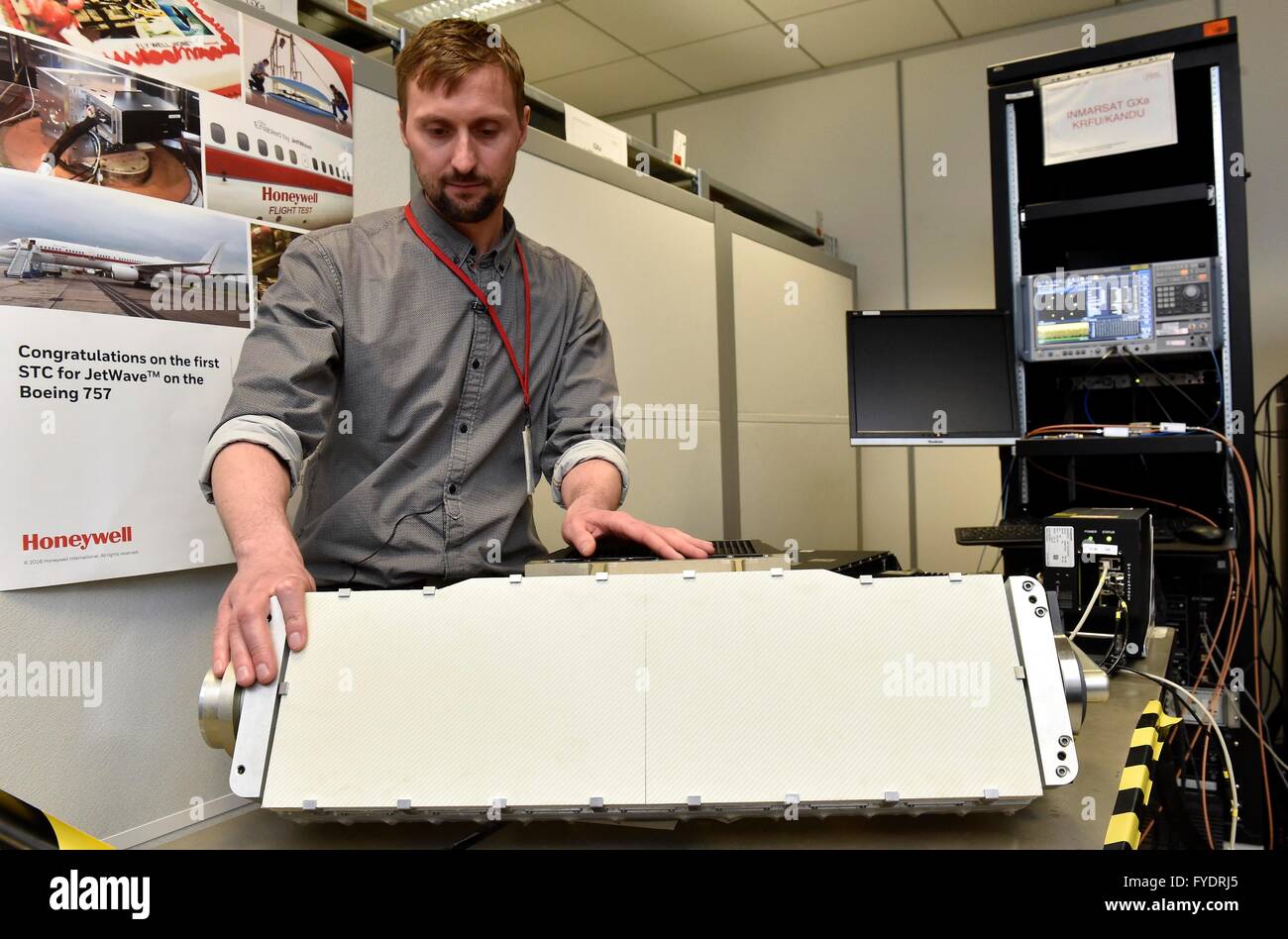 Engineer Jiri Nykodym of Honeywell presents JetWave wireless inflight