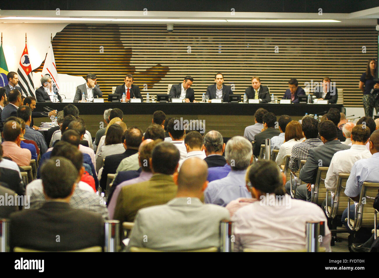SAO PAULO, Brazil - 26/04/2016: CRIATEC DAY - The National Bank for Economic and Social Development (BNDES) supporting Criatec-Day - CAF / FIESP, participates in the meeting promoted by Criatec 2 Fund to promote and foster innovation and entrepreneurship . The meeting takes place on Tuesday (26), the Fiesp building on Avenida Paulista central region of S?o Paulo (Photo: Aloisio Mauricio / FotoArena) Stock Photo