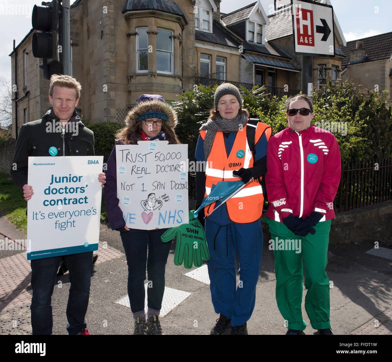 Junior doctors on strike in Bath, UK Stock Photo