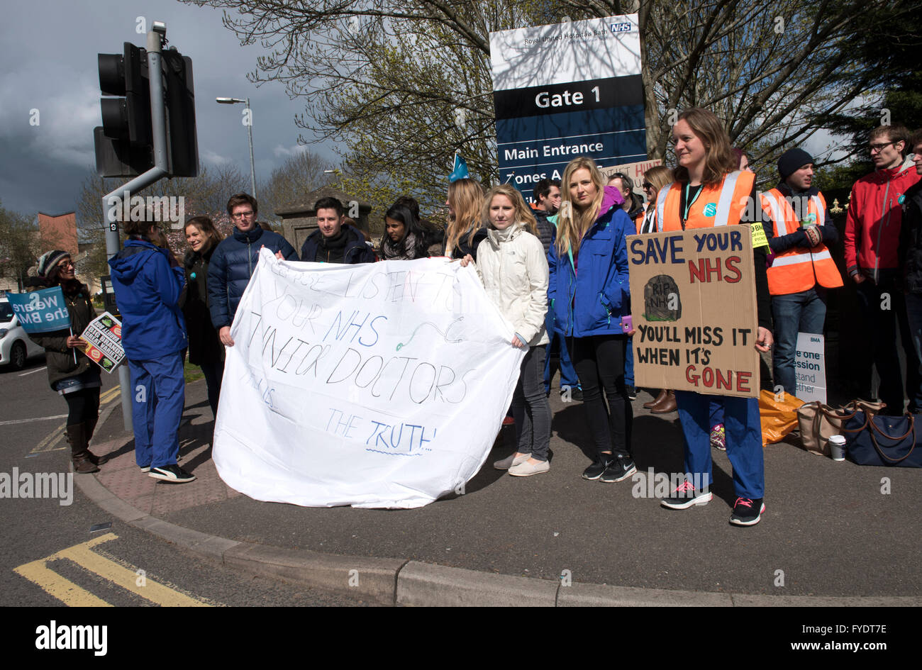Junior doctors on strike in Bath, UK Stock Photo
